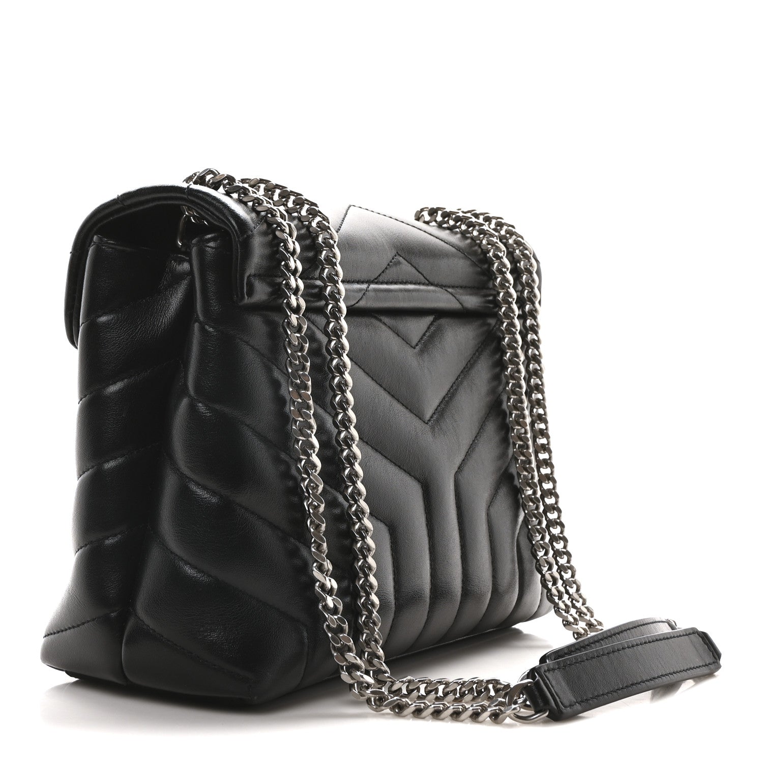 Saint Laurent Calfskin Y Quilted Monogram Small Loulou Chain Satchel Black 3 of 11