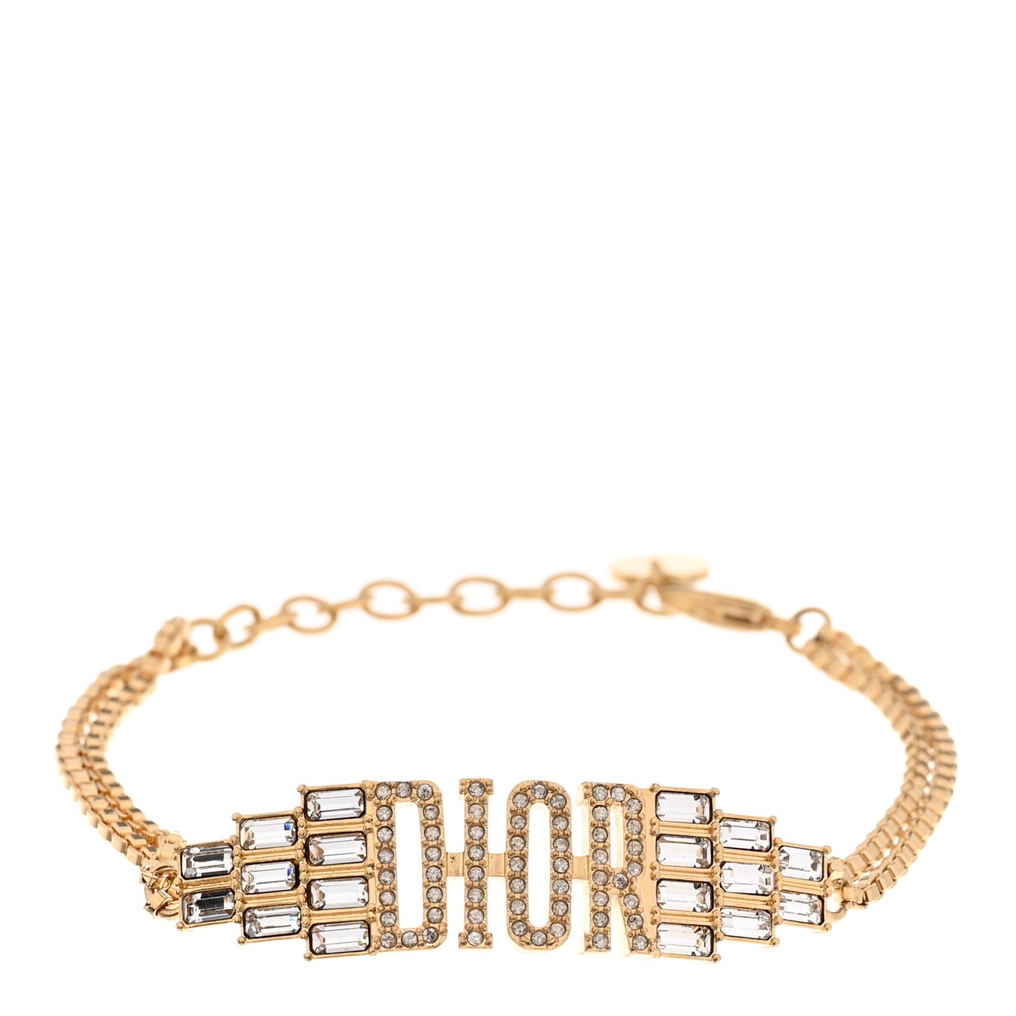 Crystal Metal Logo Bracelet Gold