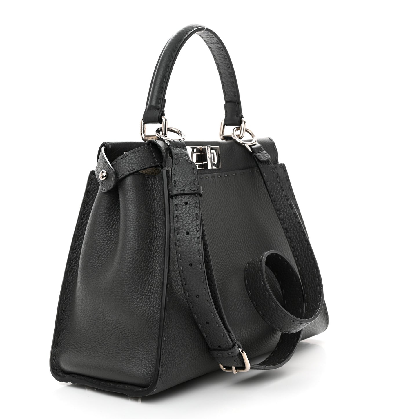 Cuoio Romano Selleria Bi-Color Medium Peekaboo Iconic Satchel Asfalto Latte