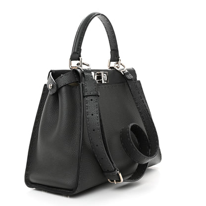Fendi Cuoio Romano Selleria Bi-Color Medium Peekaboo Iconic Satchel Asfalto Latte 3 of 10
