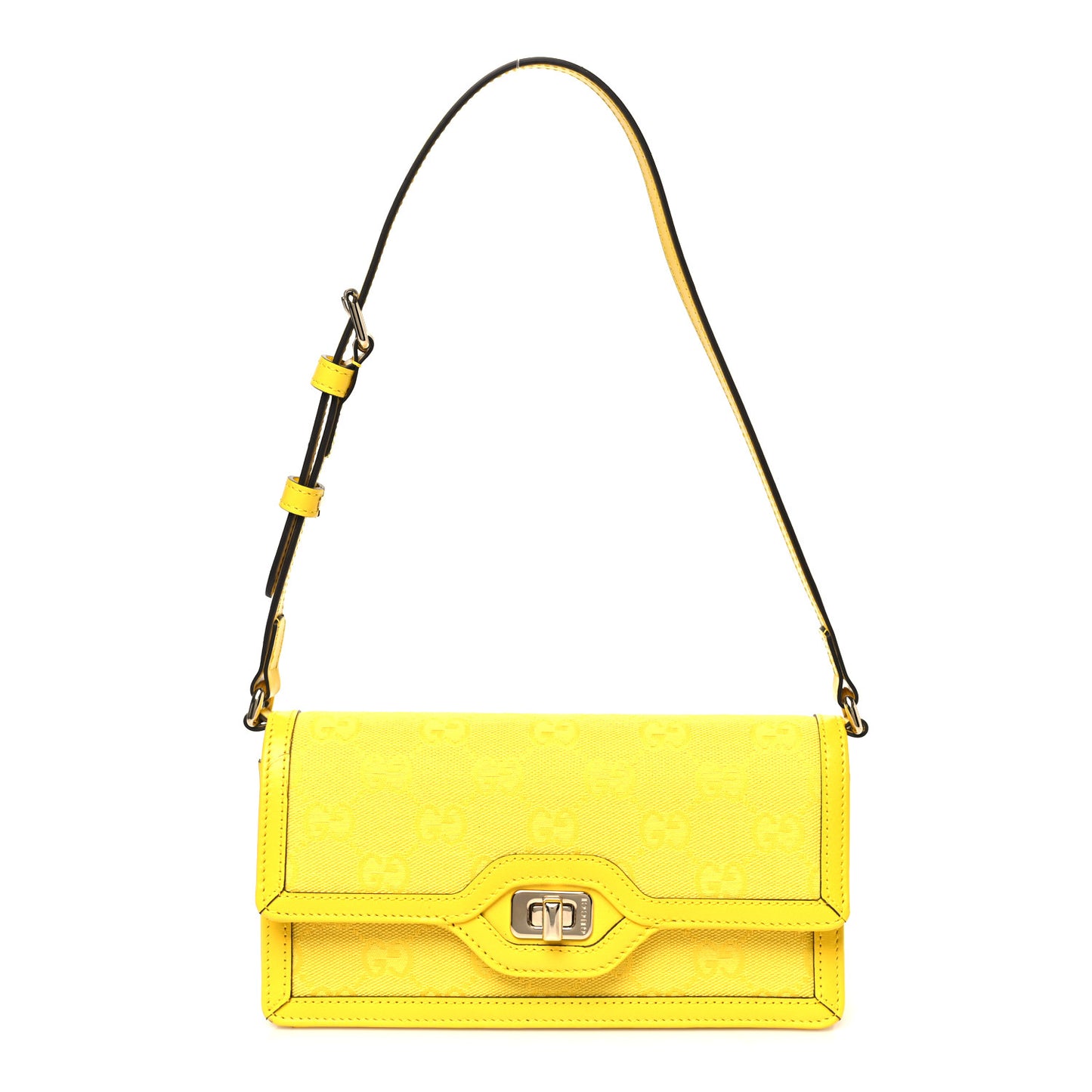 GG Monogram Scratch Lux Calfskin Mini Luce Shoulder Bag Yellow