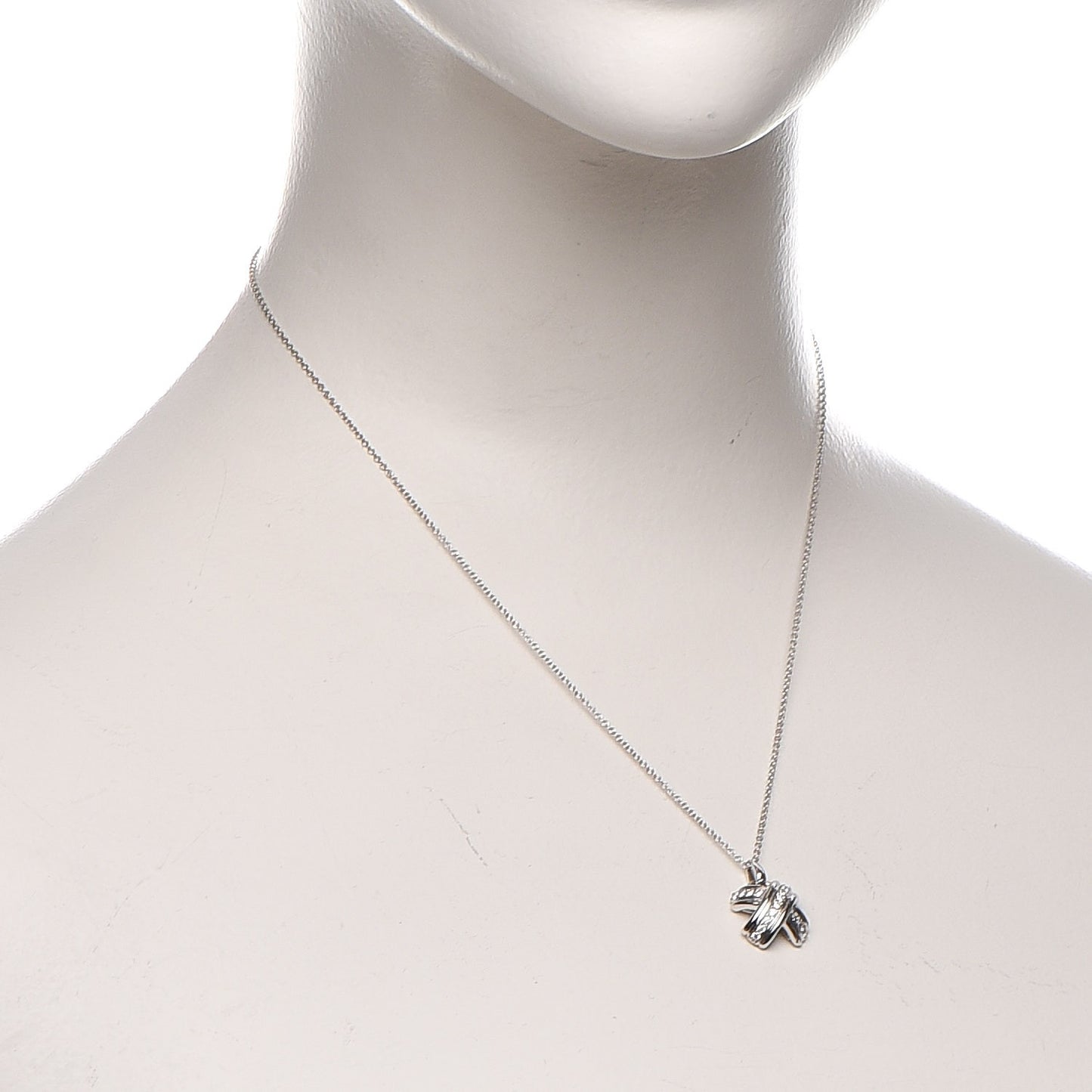 18K White Gold Diamond Signature X Pendant Necklace