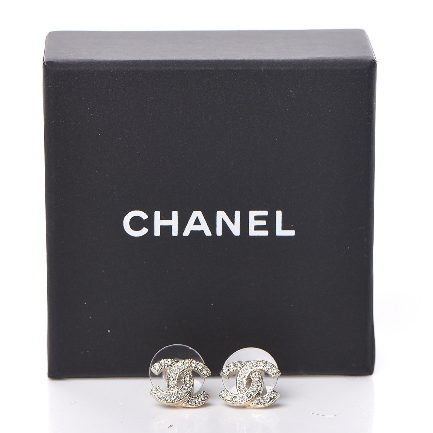 Crystal Mini CC Earrings Light Gold