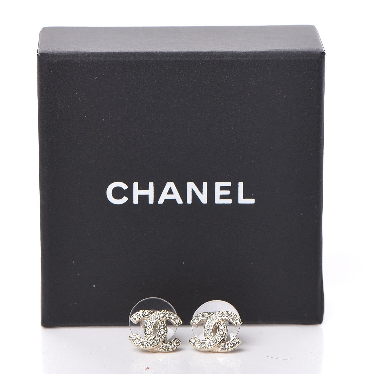 Chanel Crystal Mini CC Earrings Light Gold 5 of 5