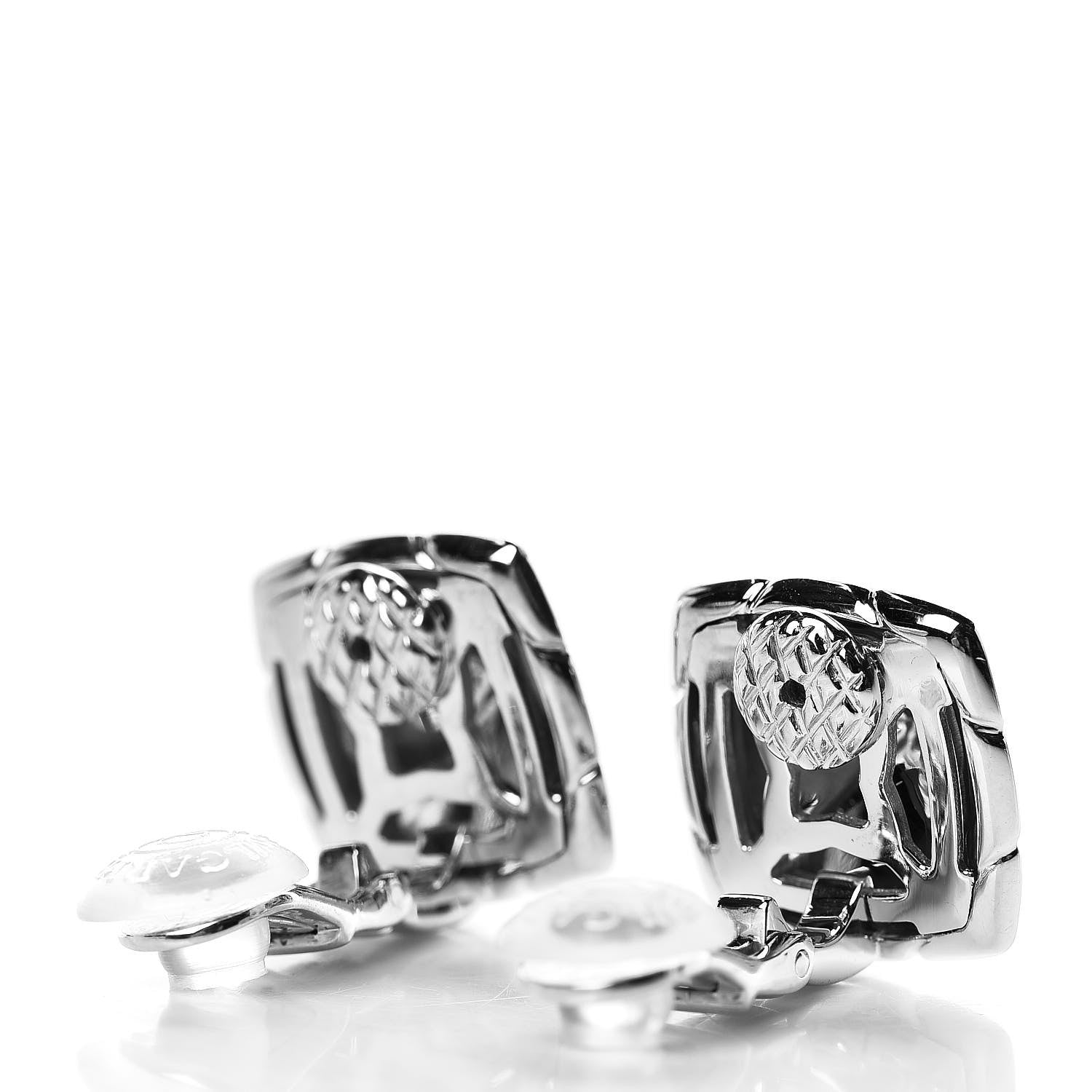 Bulgari 18K White Gold Piramide Clip On Earrings 3 of 4
