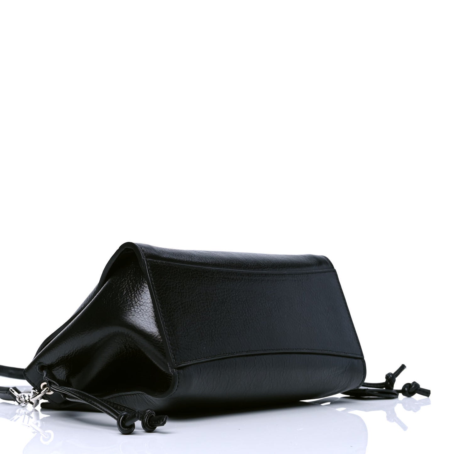 Glossy Calfskin Small Iris Tote Black