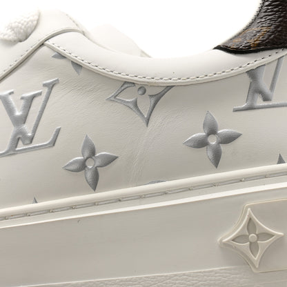Louis Vuitton Calfskin Monogram Debossed Time Out Sneakers 35.5 White Silver 9 of 9