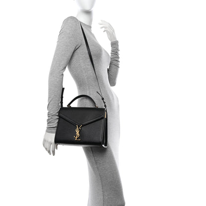 Saint Laurent Grain de Poudre Medium Classic Monogram Cassandra Top Handle Black Rouge Legion 2 of 10
