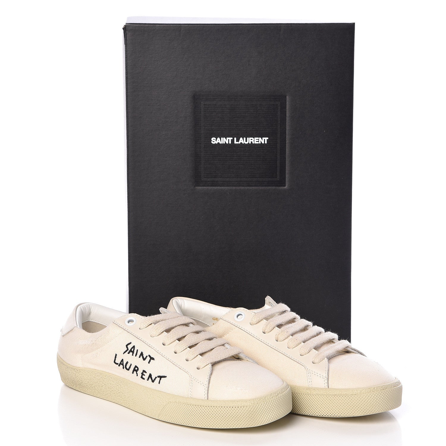 Saint Laurent Distressed Canvas Court Classic Sneakers 36 Panna 9 of 9