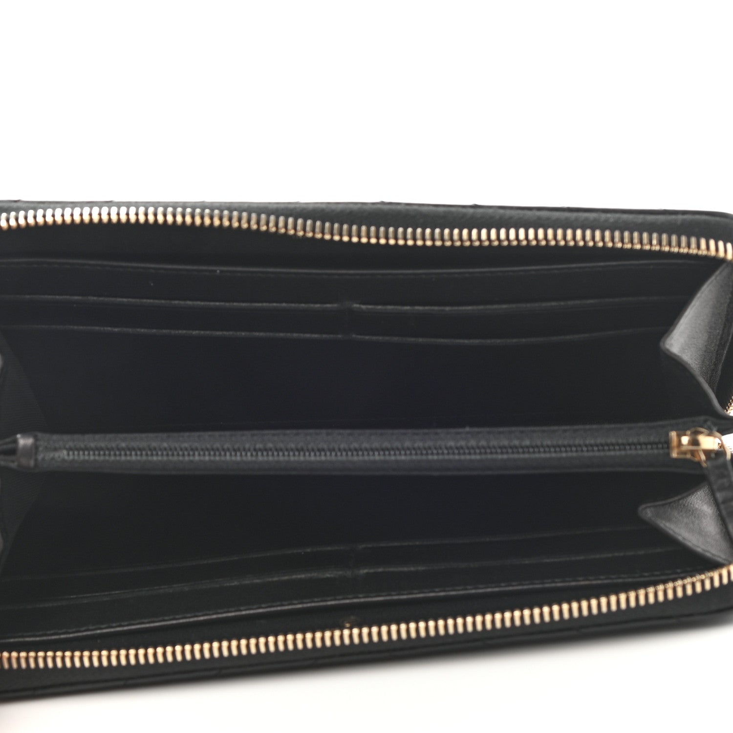Chanel Calfskin Chevron Quilted Zip Around Wallet Black 5 of 10