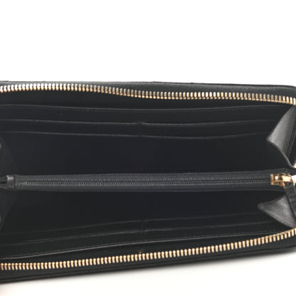 Chanel Calfskin Chevron Quilted Zip Around Wallet Black 5 of 10