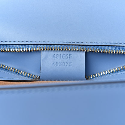 Gucci Calfskin Embroidered Medium Sylvie Top Handle Bag Clear Sky Blue 7 of 11