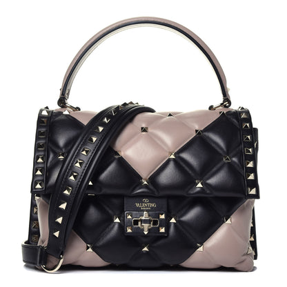 Valentino Garavani Nappa Medium Candystud Top Handle Bag Black Poudre 1 of 10