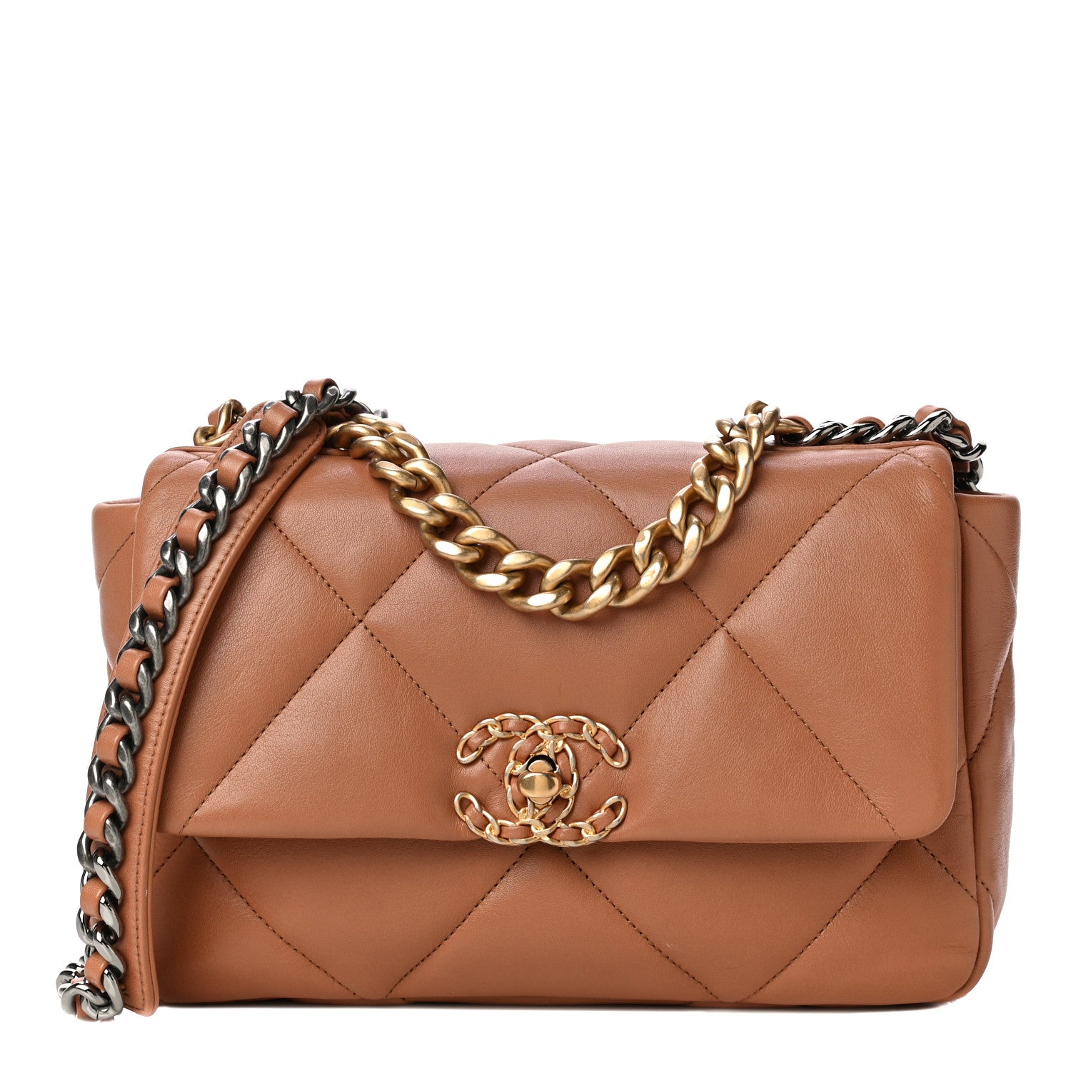 Chanel Lambskin Quilted Medium Chanel 19 Flap Brown 1 of 14