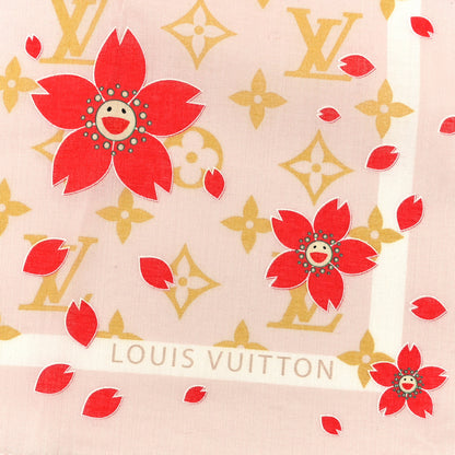 Louis Vuitton Cotton Monogram Cherry Blossom Square Scarf Pink 2 of 3
