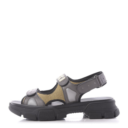 Gucci X SEGA Nappa Mesh Mens Aguru Sandals 12 Loess Black 1 of 10