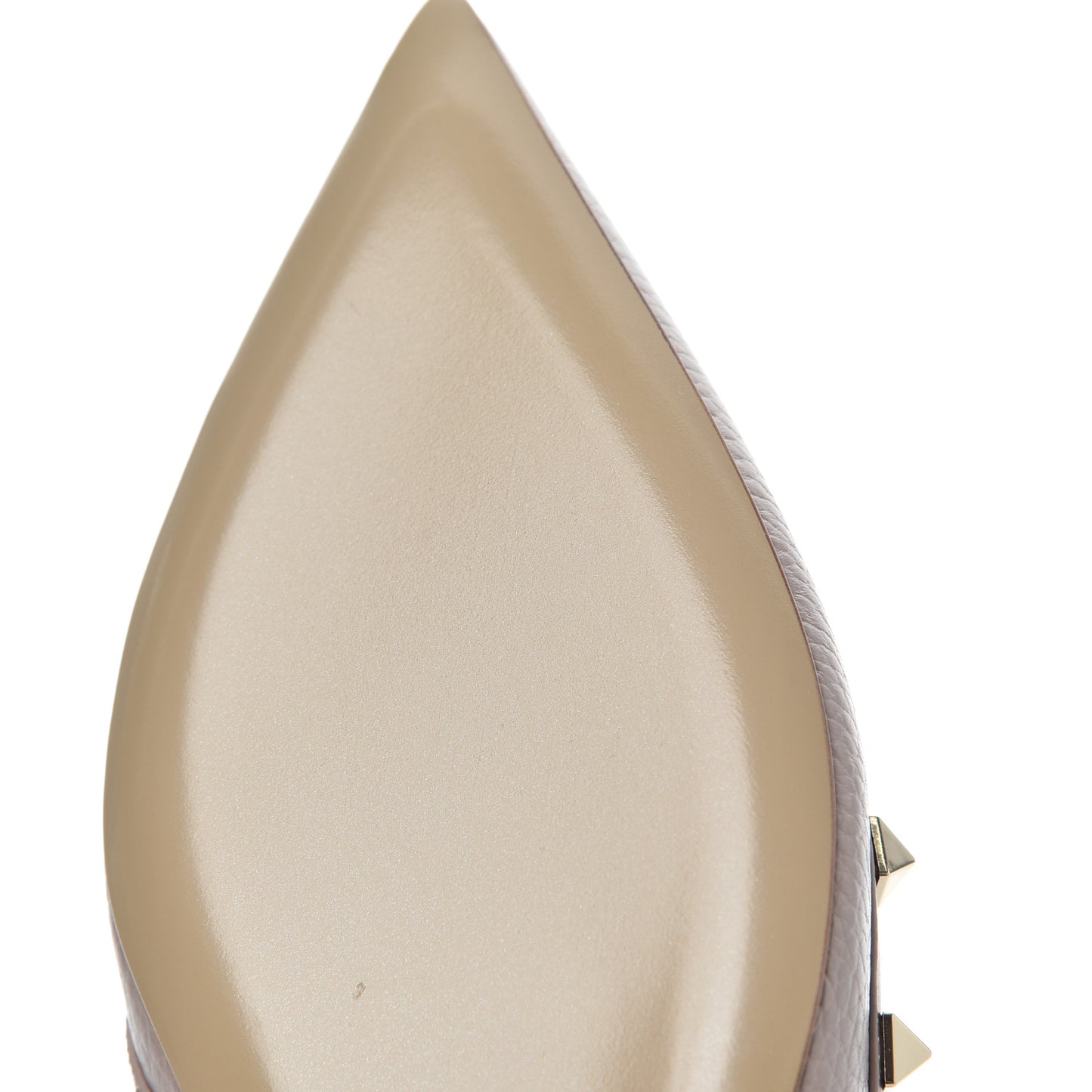 Pebbled Calfskin Rockstud Slingback Flats 38 Poudre