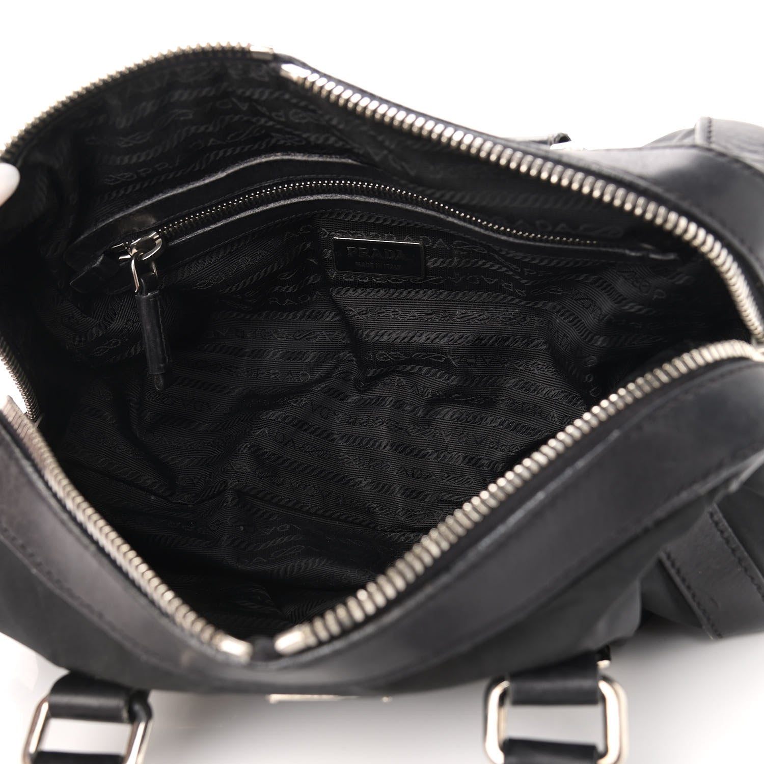 Prada Nylon Calfskin Buckle Shoulder Bag Black 4 of 16