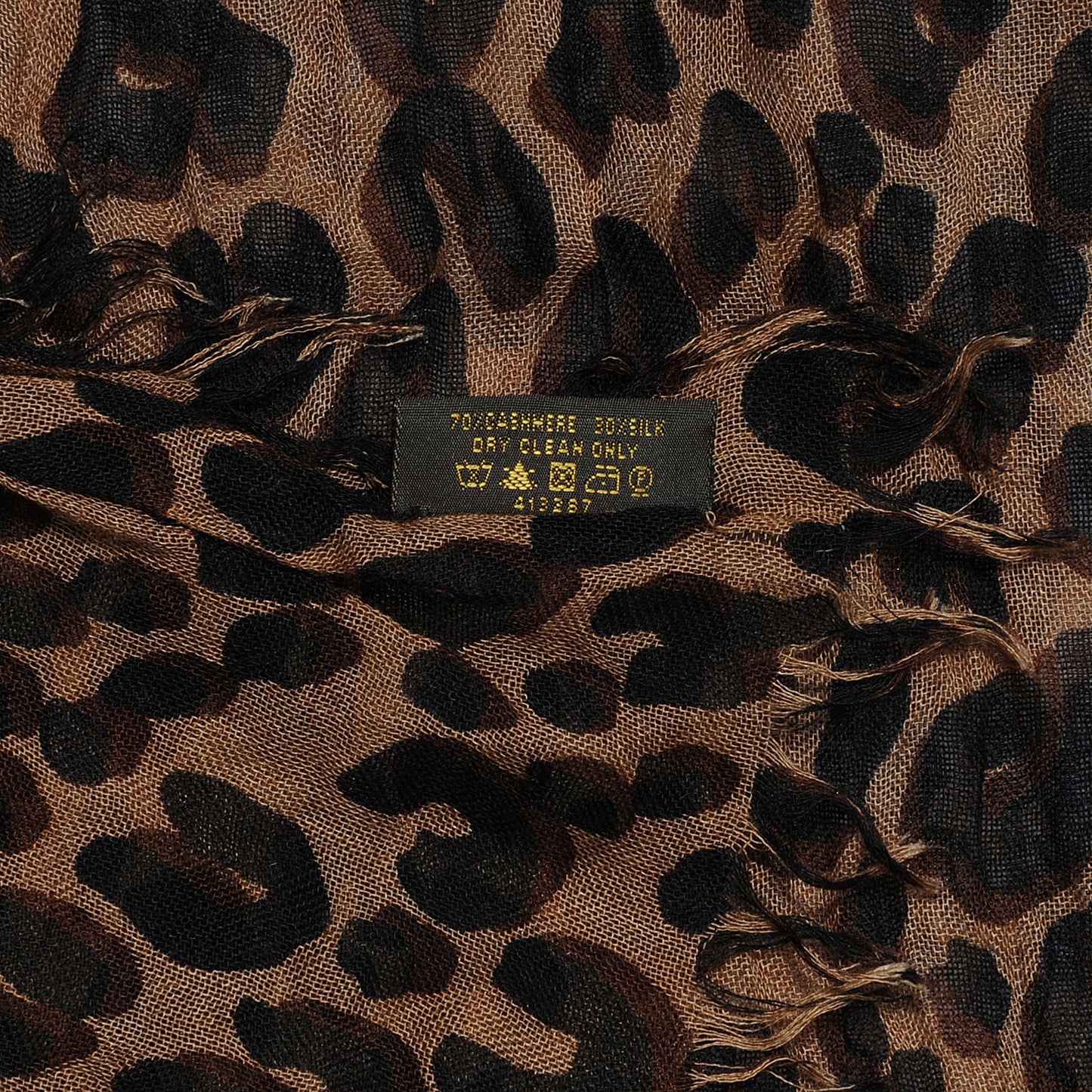 Cashmere Silk Leopard Stole Brown
