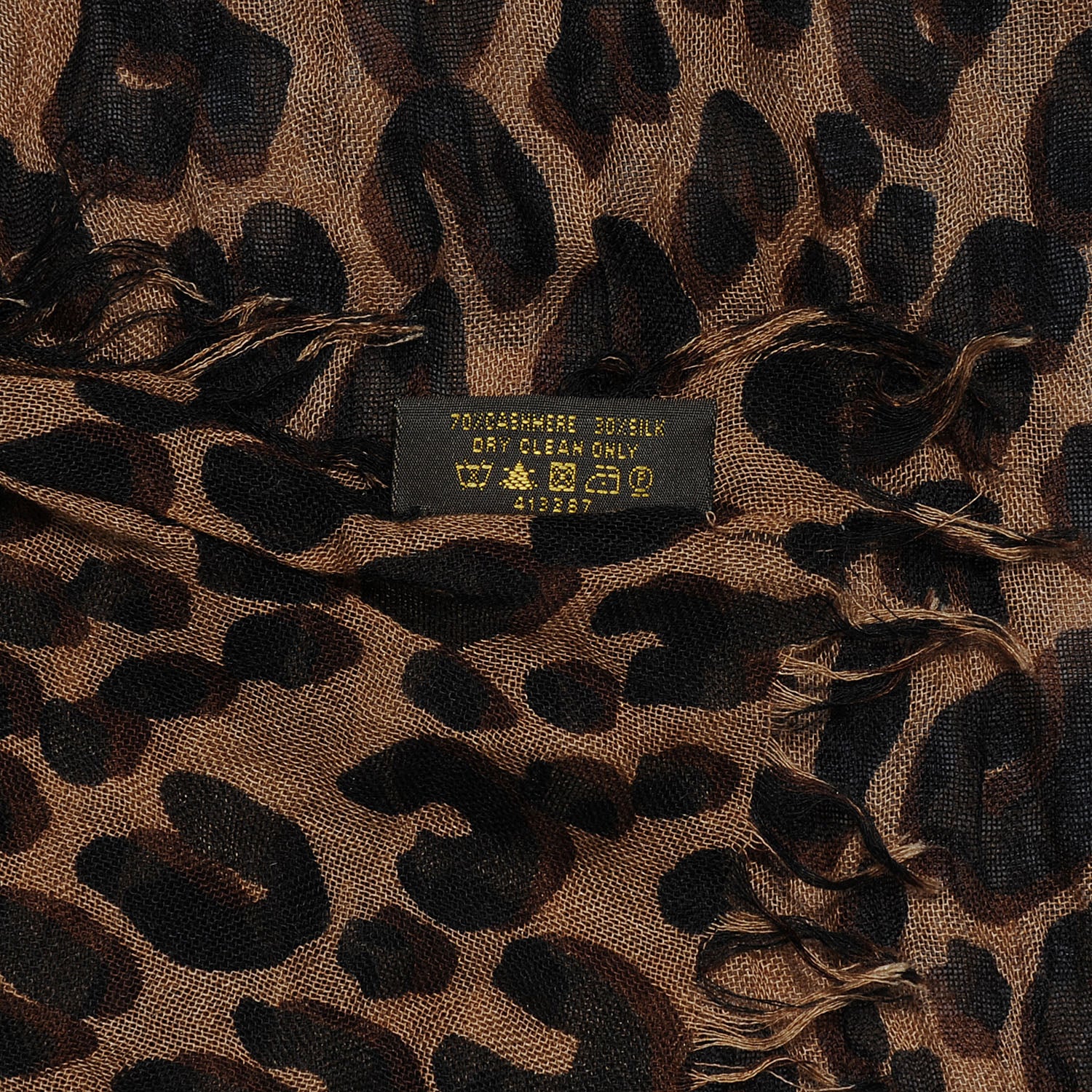 Louis Vuitton Cashmere Silk Leopard Stole Brown 6 of 7