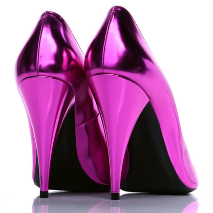Saint Laurent Metallic Calfskin Kiki 100 Pumps 38.5 Fuchsia 3 of 6