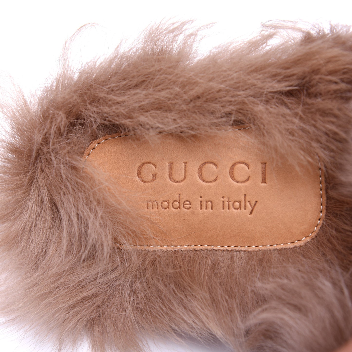 Goatskin Fur Web GG Mens Princetown Slippers 7.5 Cocoa