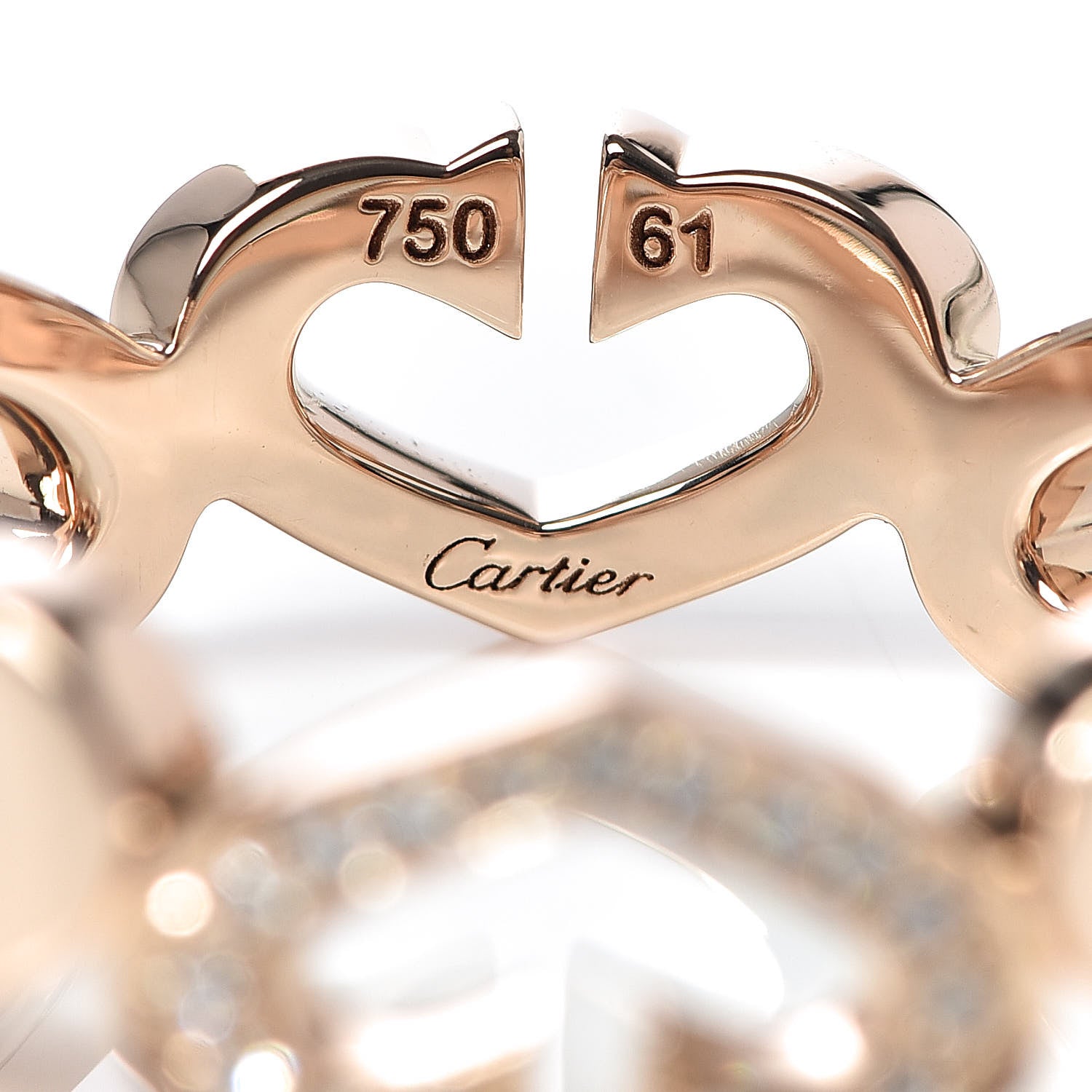 Cartier 18K Pink Gold Diamond Hearts and Symbols Ring 61 9.5 5 of 5