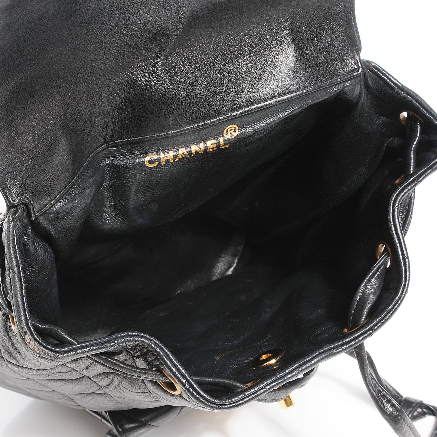 Lambskin Quilted Backpack Black