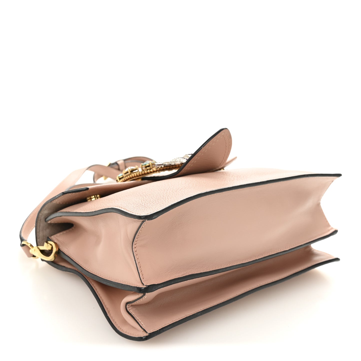 Goatskin Madras Soft Calfskin Crystal Embellished Top Handle Bag Mughetto