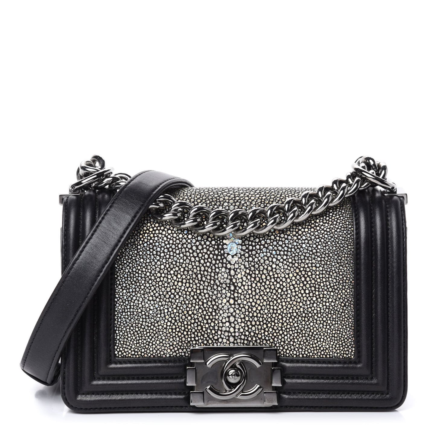 Galuchat Stingray Small Boy Flap Black