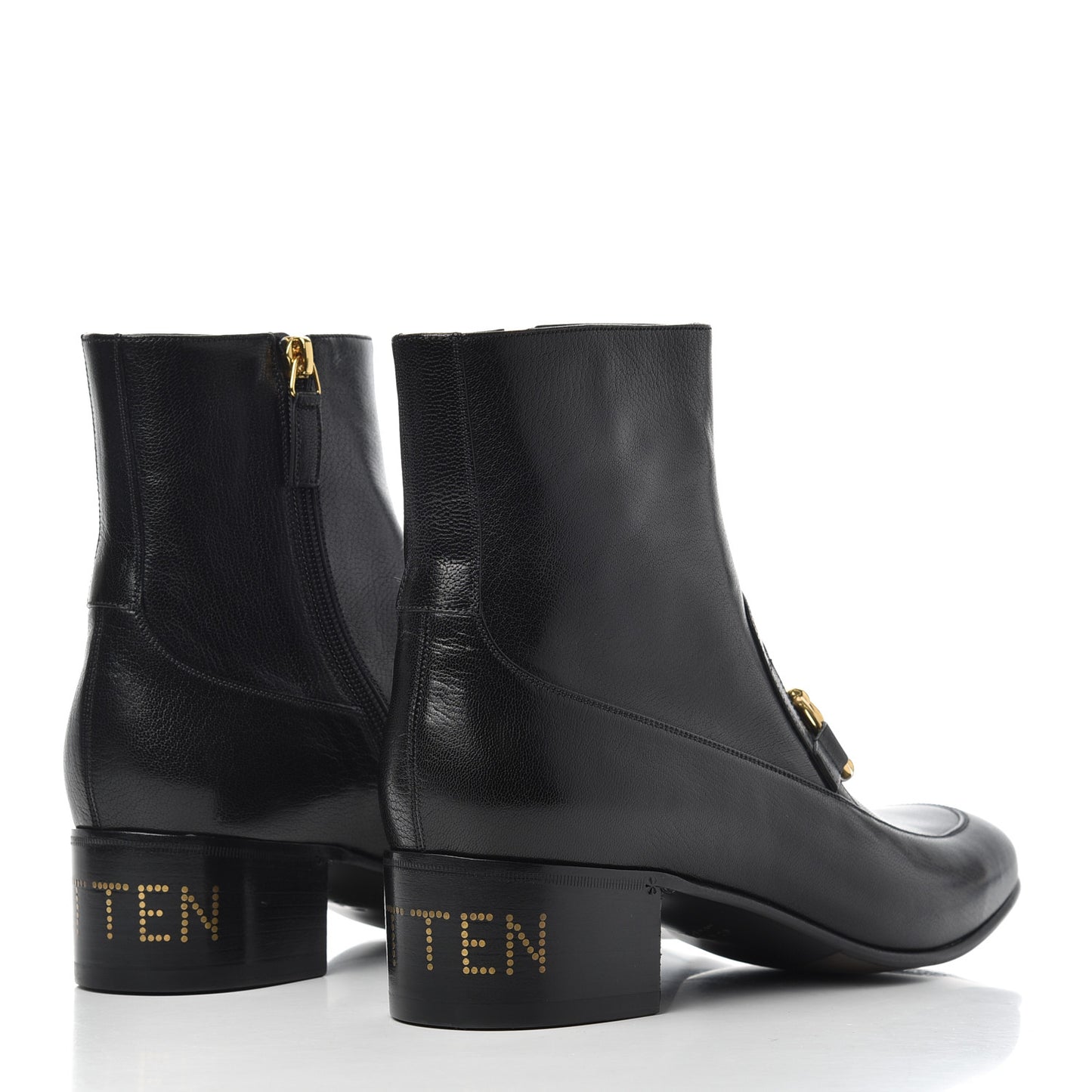 Goatskin Mens Kitten Chain Horsebit Ankle Boots 9 Black