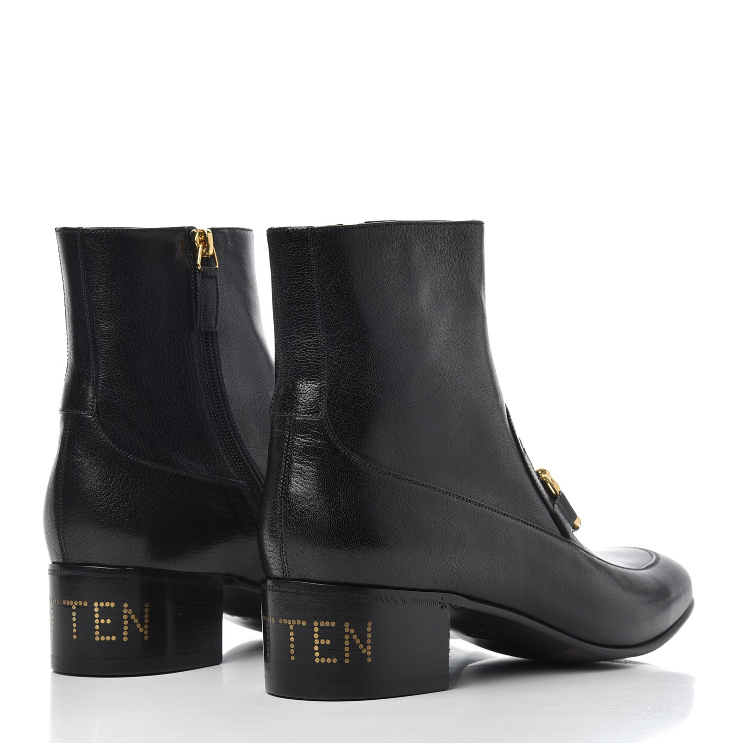 Gucci Goatskin Mens Kitten Chain Horsebit Ankle Boots 9 Black 4 of 10