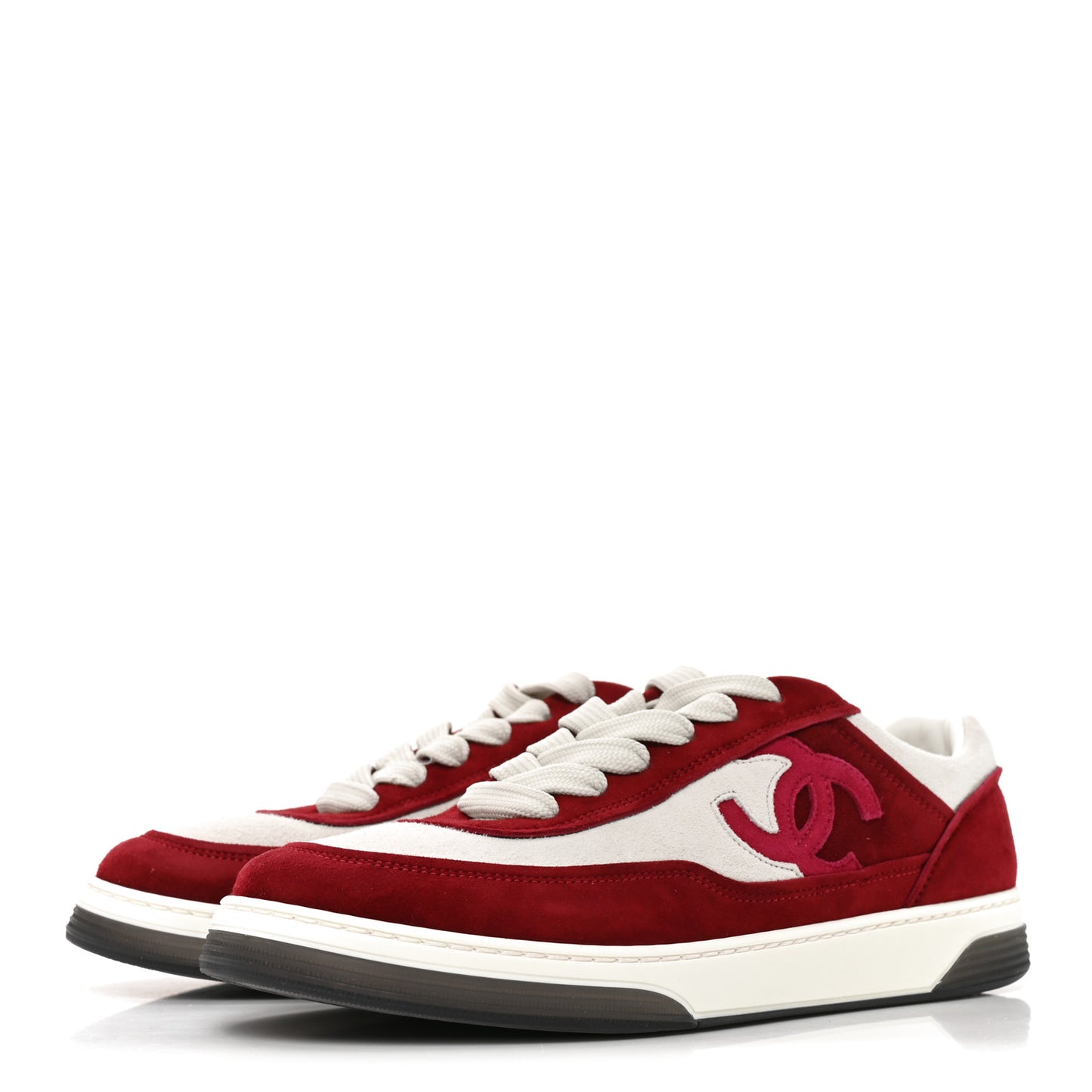 Suede Kidskin Womens CC Sneakers 38.5 Burgundy White