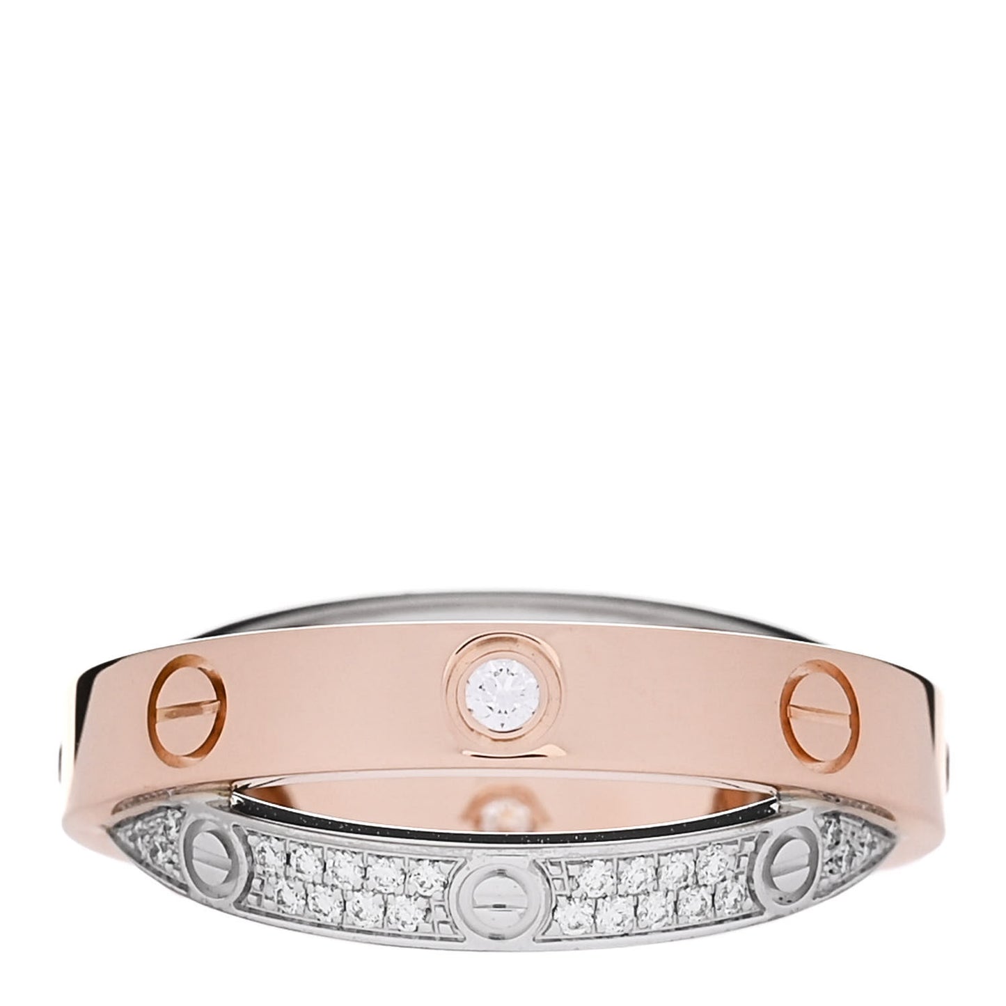 18K Pink White Gold Diamond LOVE Pave Ring 51 5.75