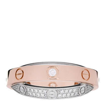 Cartier 18K Pink White Gold Diamond LOVE Pave Ring 51 5.75 3 of 6