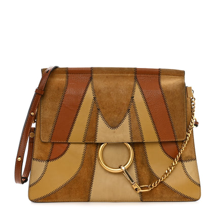 Chloe Suede Patchwork Medium Faye Shoulder Bag Brown Multicolor 1 of 15