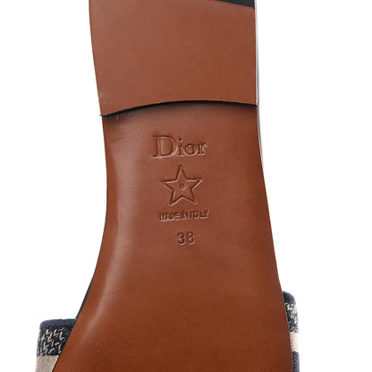 Christian Dior Canvas Embroidered Dway Mules Slide Sandals 38 Deep Blue 7 of 8