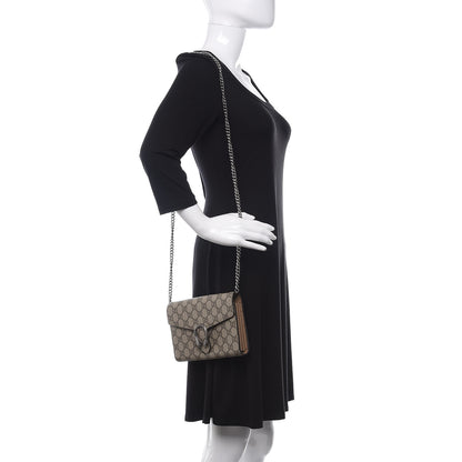 Gucci GG Supreme Monogram Mini Dionysus Chain Wallet Beige Taupe 2 of 9