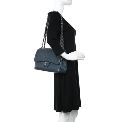 Chanel Caviar Quilted Jumbo Double Flap Navy 2 of 10