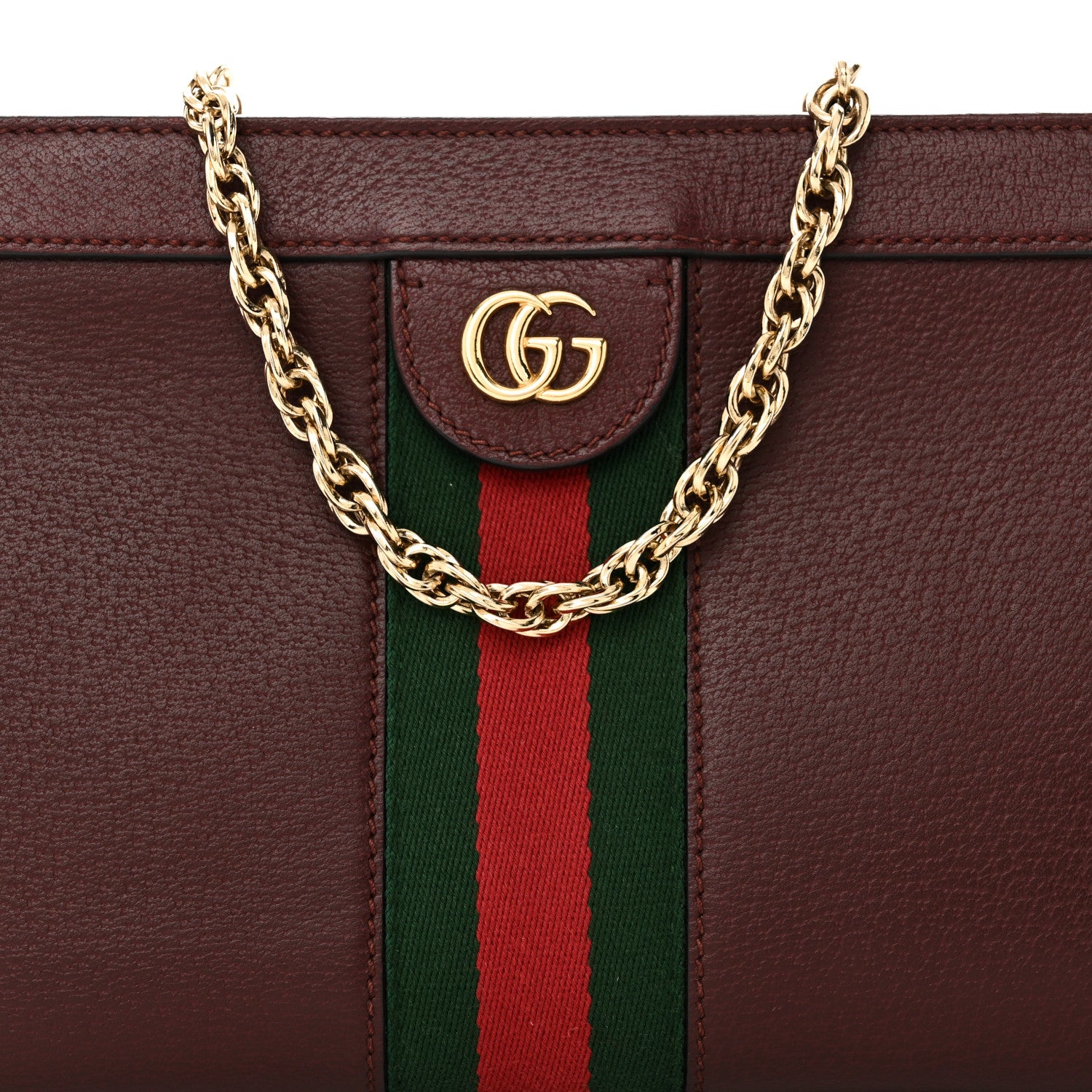 Gucci Calfskin GG Web Small Ophidia Chain Shoulder Bag Vintage Bordeaux 9 of 11