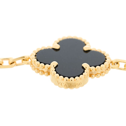 Van Cleef & Arpels 18K Yellow Gold Black Onyx 5 Motifs Vintage Alhambra Bracelet 4 of 5