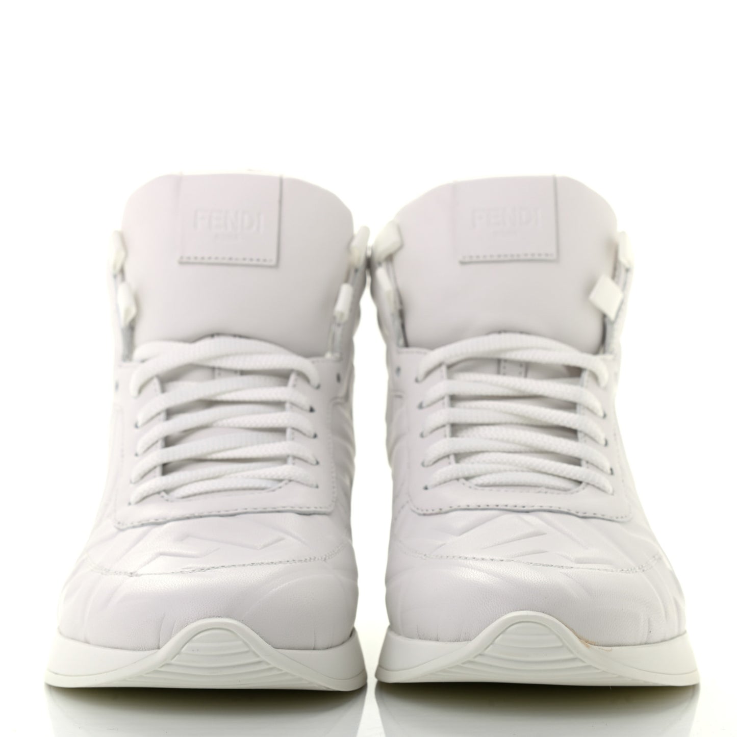 Nappa Macro FF Embossed Womens High Top Sneakers 36 White Ice
