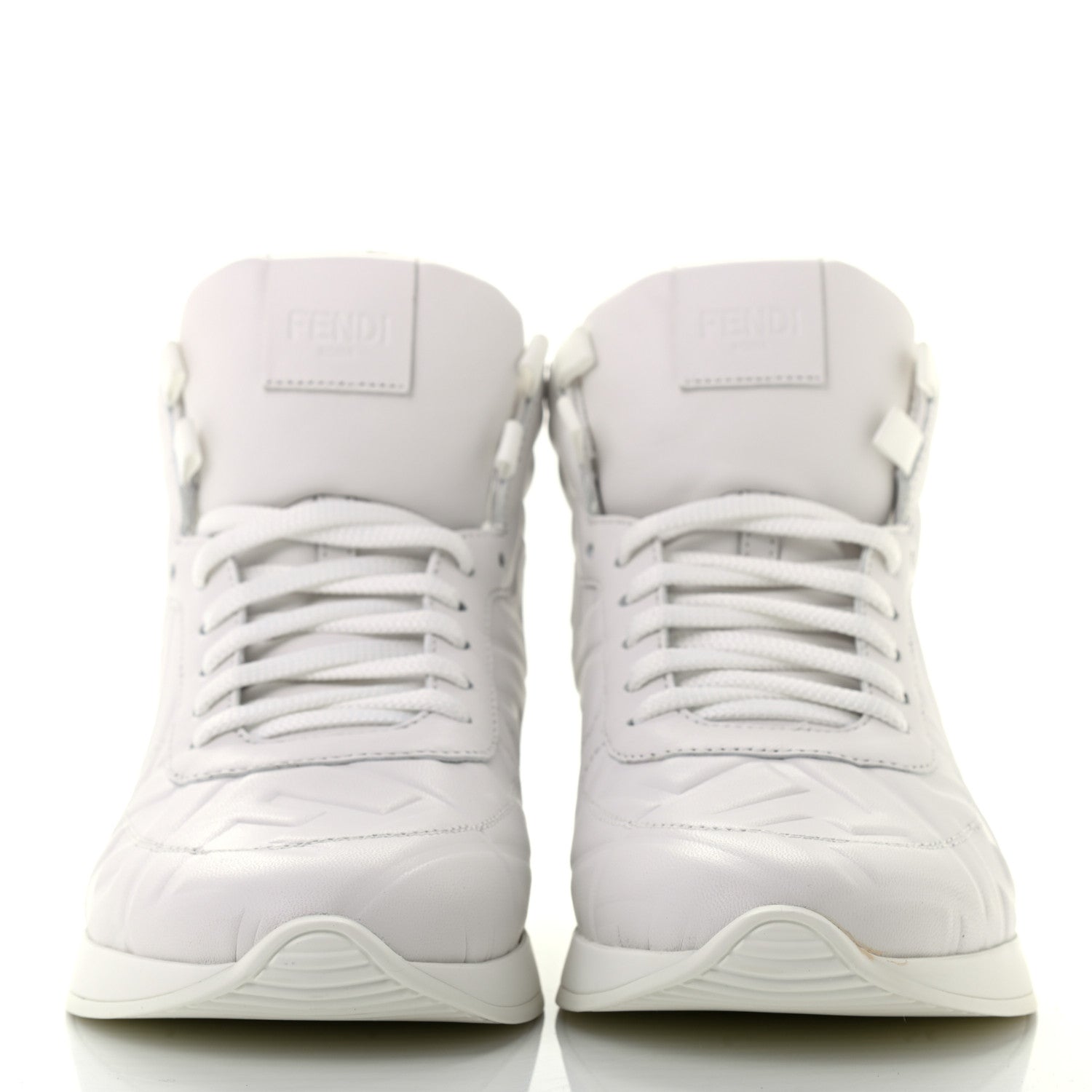 Fendi Nappa Macro FF Embossed Womens High Top Sneakers 36 White Ice 2 of 8