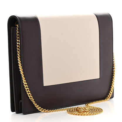 Celine Smooth Lambskin Frame Evening Chain Clutch Beige Burgundy 2 of 10