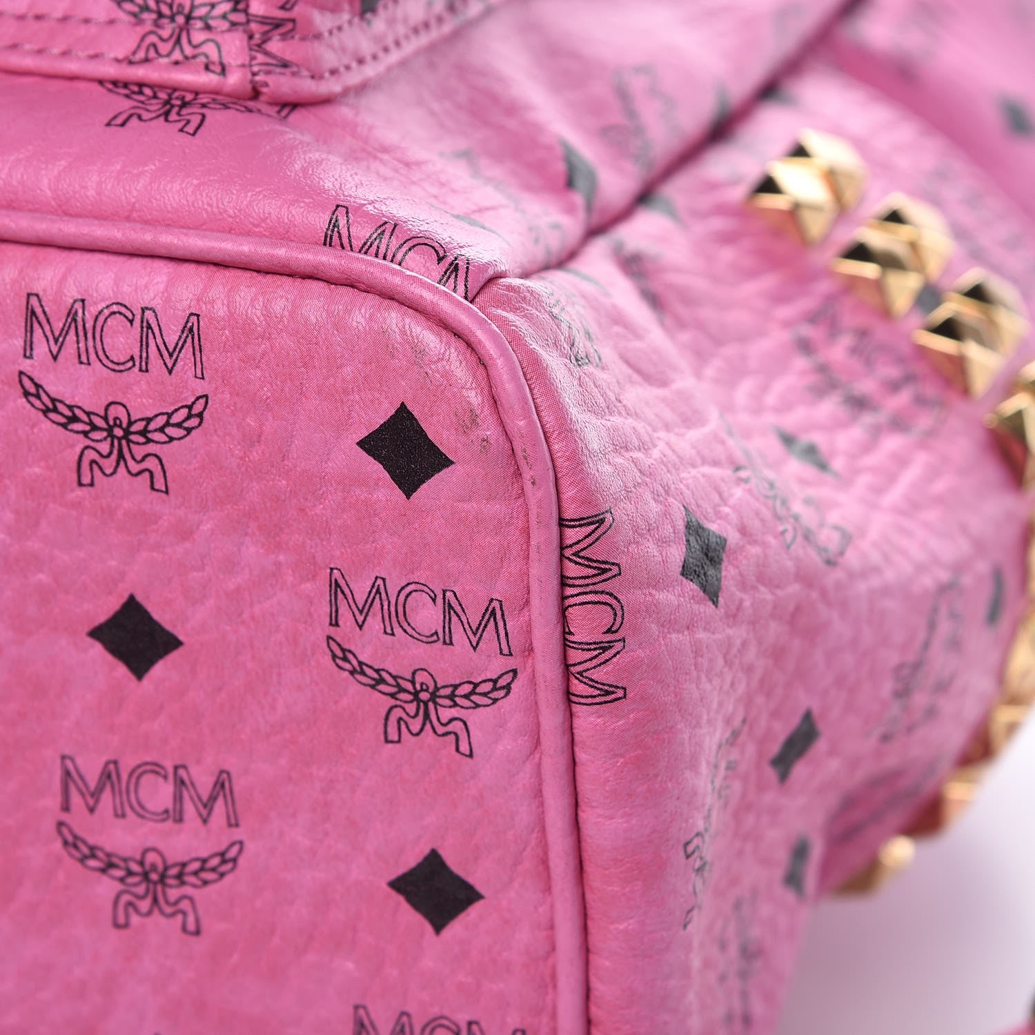 MCM Visetos Medium Side Studs Stark Backpack Pink 12 of 12