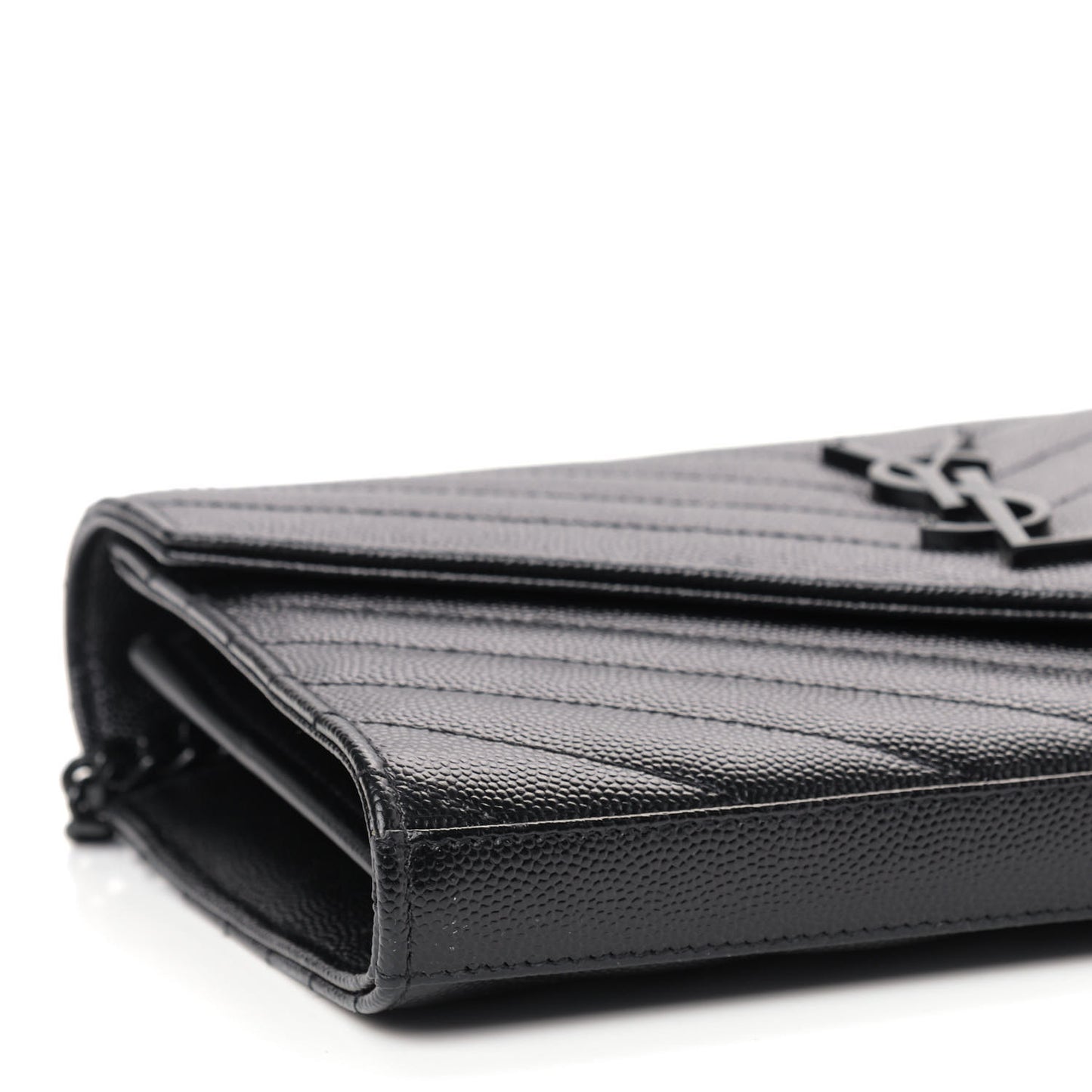 Grain De Poudre Matelasse Chevron Monogram Chain Wallet Black