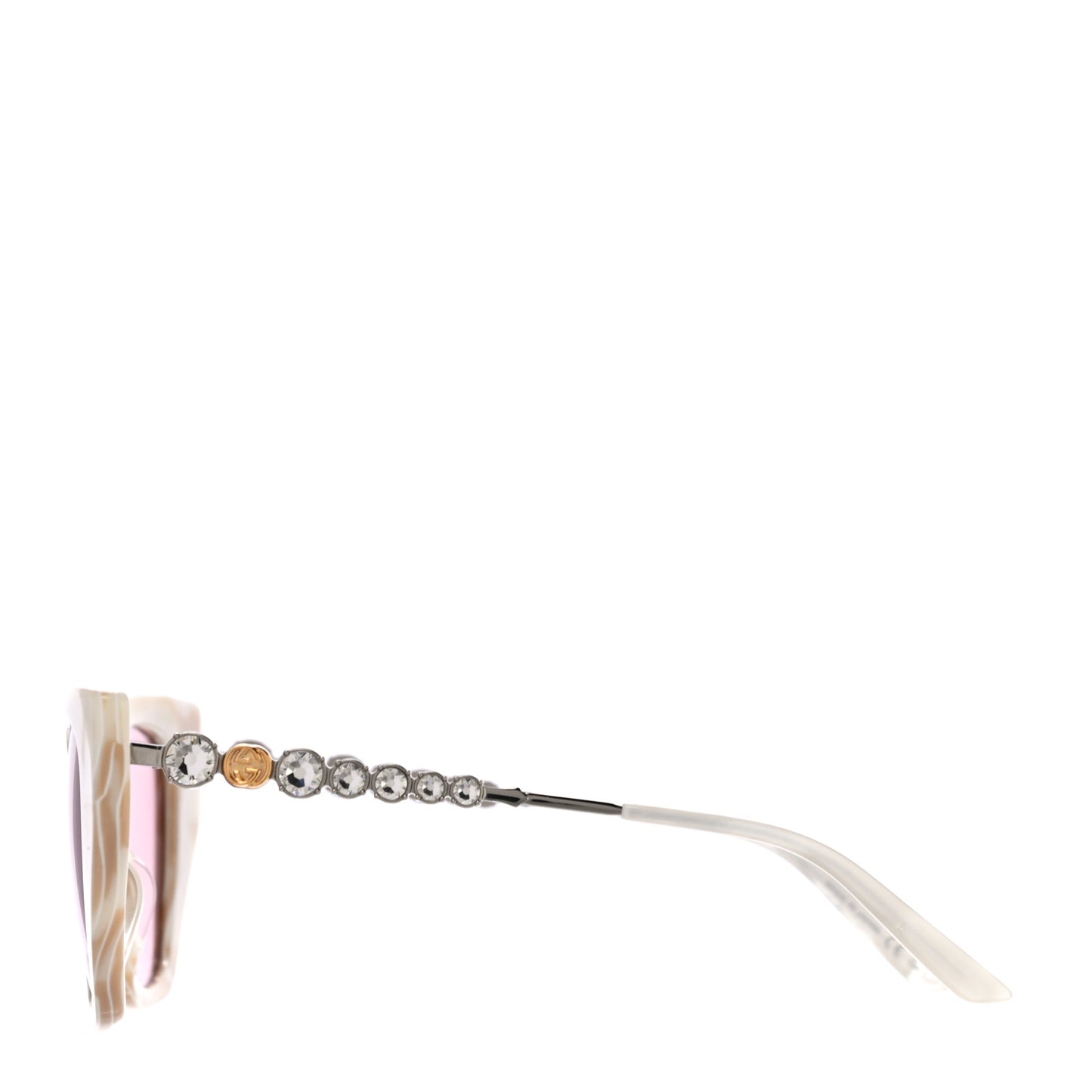 Crystal Embellished Cat Eye GG0641S Sunglasses White