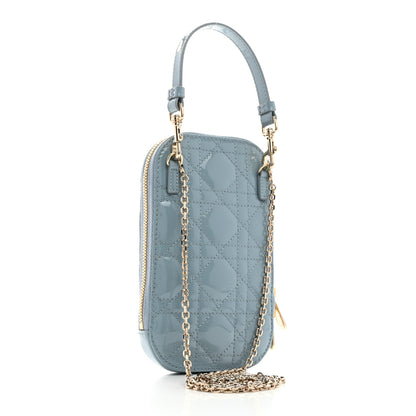 Christian Dior Patent Cannage Lady Dior Phone Holder Bracing Blue 3 of 10