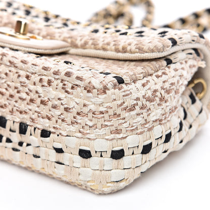 Chanel Tweed Chain Braid Mini Flap Beige White Black 9 of 12