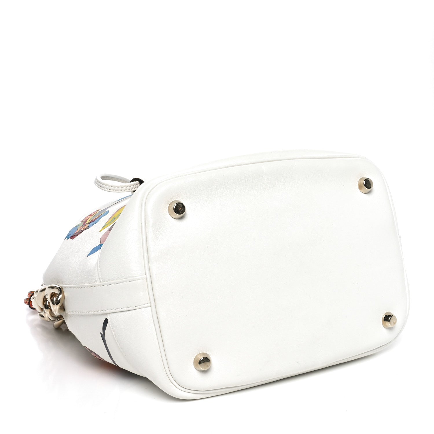 Christian Dior Calfskin Snakeskin Paradise Bubble Bucket Bag White Multicolor 4 of 9